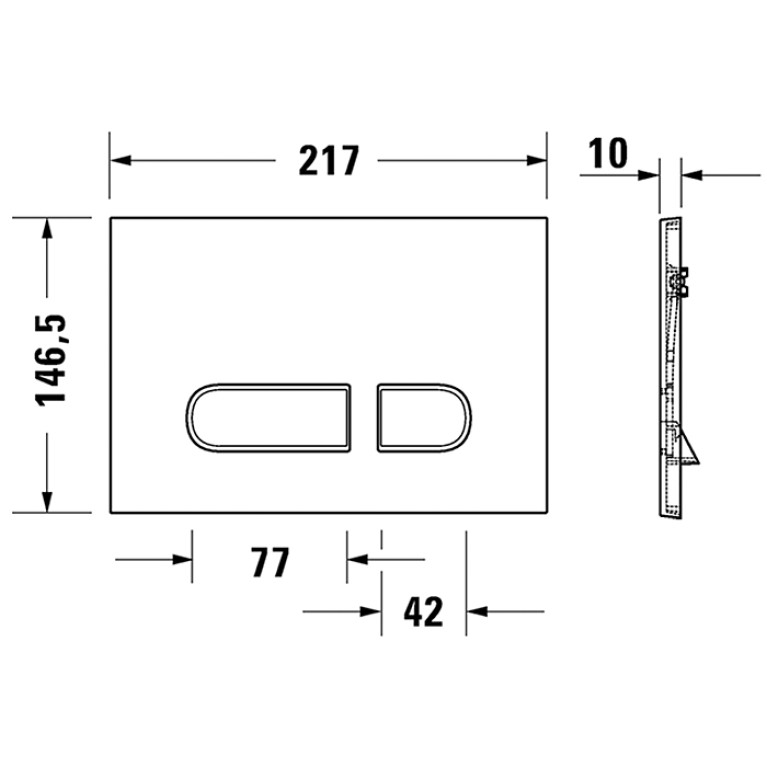 Duravit DuraSystem А1 Клавиша смыва для унитаза, 217х146,3 мм, двойной смыв,(скл монт рама, прин., рычажки) фронт. пластина, цвет: черный матовый