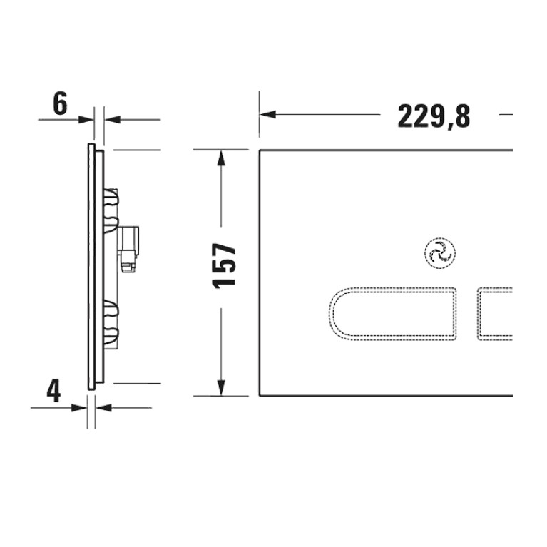 Duravit DuraSystem Клавиша смыва A2, сенсорная с ИК-датчик, стекло, цвет: белый (для рам WD1013/14, WD1023 и SensoWash F Pro/Plus/Lite)