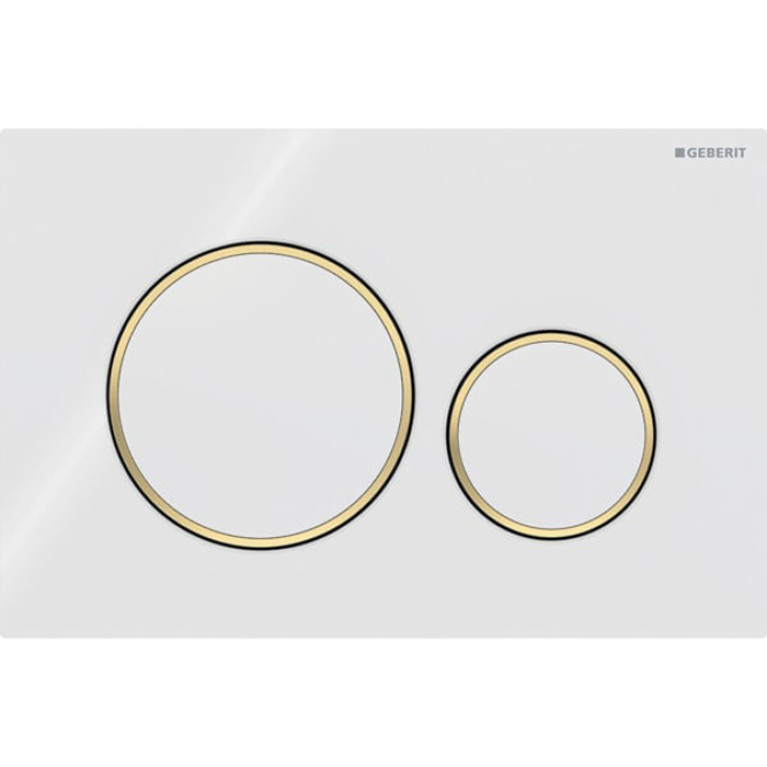 Geberit Sigma20 Клавиша для двойного смыва, круглая: белые, декор. кольца: позолота (замена 115.778.KK.1)