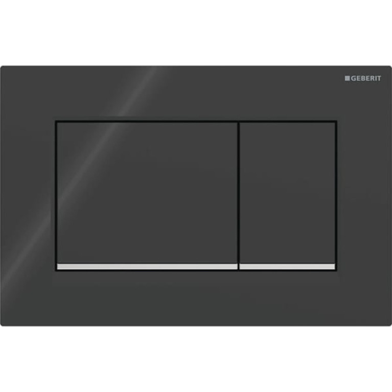 Geberit Sigma20 Клавиша для двойного смыва, квадратная: черные, декор. полоски: глянцевый хром (бывшая Sigma30, замена 115.777.DW.1)