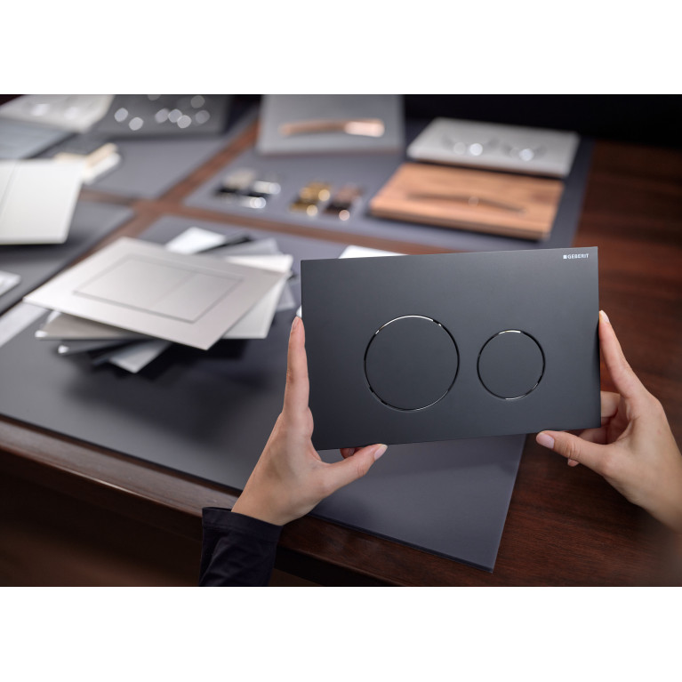 Geberit Sigma40 Клавиша для двойного смыва, круглая: Черный матовый / легкоочищ. покр.