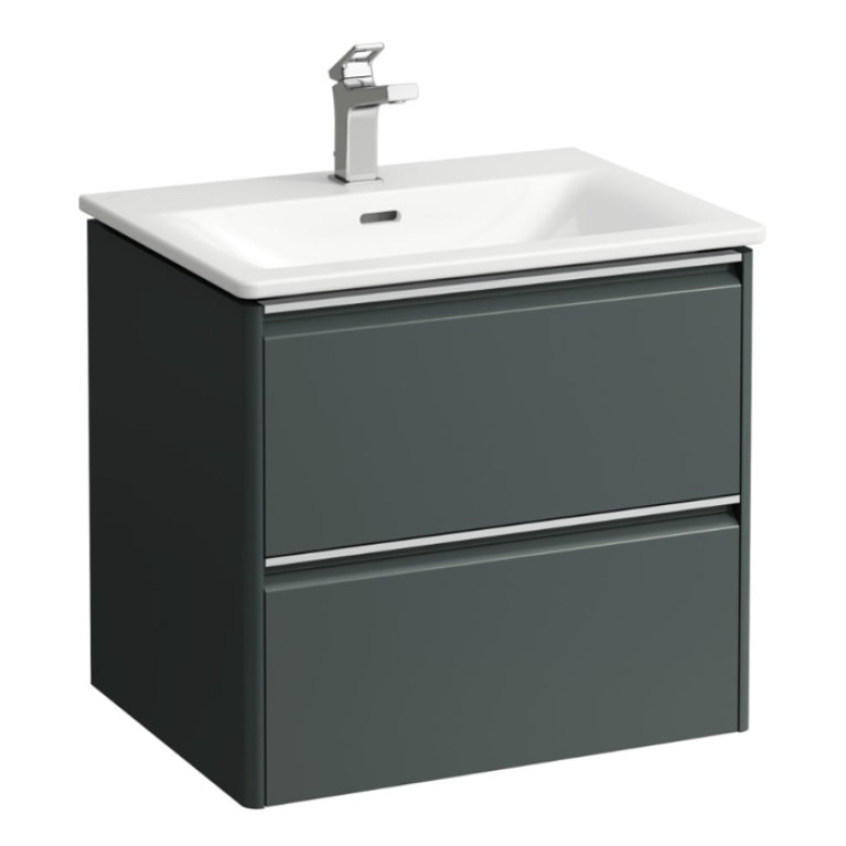 LAUFEN PALACE Комплект мебели 600х450х545 мм., с раковиной Slim, 2 ящика, органайзер для ящика, ручка анодированный алюминий, цвет интенсивный серый