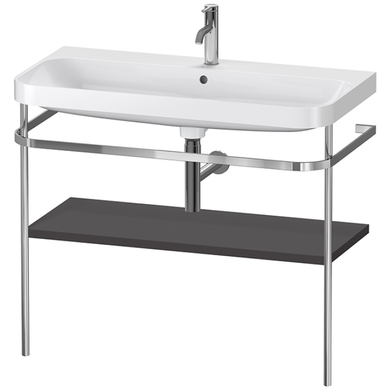 Duravit Happy D.2 Plus Консоль напольная с умывальником 975х490х850 мм, с 1 отв под смесит,1 полка, вып. и сифон в комплекте, цвет Графит суперматовый