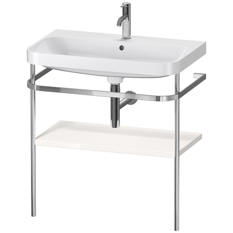 Duravit Happy D.2 Plus Консоль напольная с умывальником 775х490х850 мм, с 1 отв под смесит, 1 полка, выпуск, цвет белый глянцевый