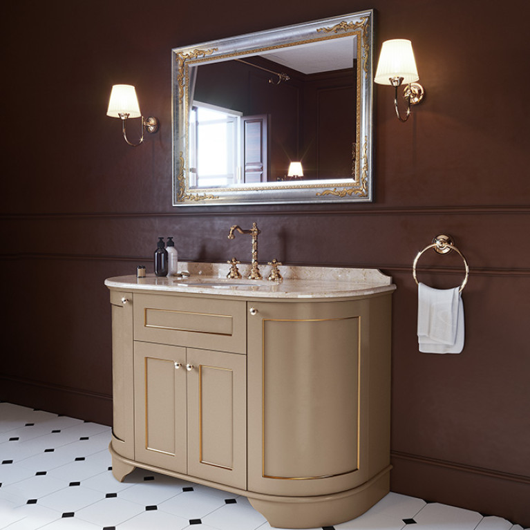 TW YORK База с раков.Simas S53 bi, 129*58*h86см, 4 расп. дв., доводч. Blum, ручки: бронза, цвет: Pennellato, декор: поталь oro antico(без мрамора)