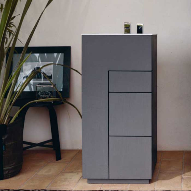 NOORTH milldue edition TOUCH Комплект мебели 410х400х880 мм., напольный, 3 ящика, слив в пол, раковина Milltek белая матовая, отделка Argilla матовый