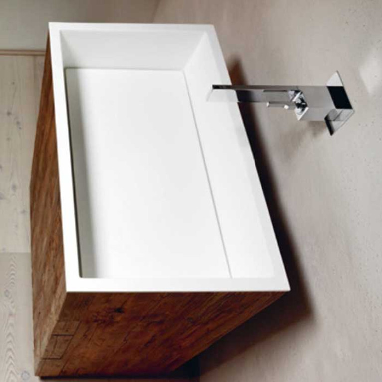 NOORTH milldue edition TOUCH Комплект мебели 640х400х880 мм., напольный, 3 ящика, слив в пол, раковина Milltek белая матовая, отделка Abete