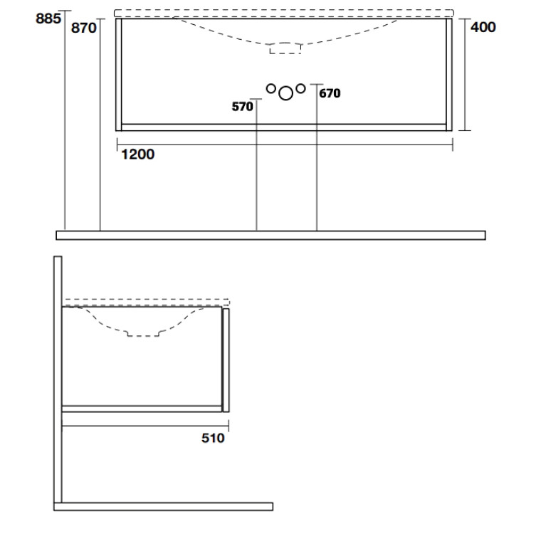 TW Shape комплект мебели, база с раковиной Kerasan 548001*1, 122х52см, с 1-м выдвиж. ящиком с механизмом push to open, цвет: белый матовый RAL9003