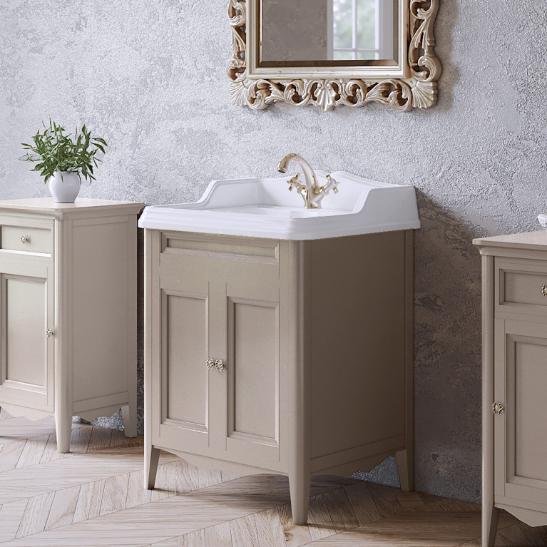TW Veronica, База с раковиной Simas AR824bi*1 68*54см с 1отв. под смеситель , 2 расп. дверки, доводч. Blum, ручки: Riflesso бронза, цвет: tortora