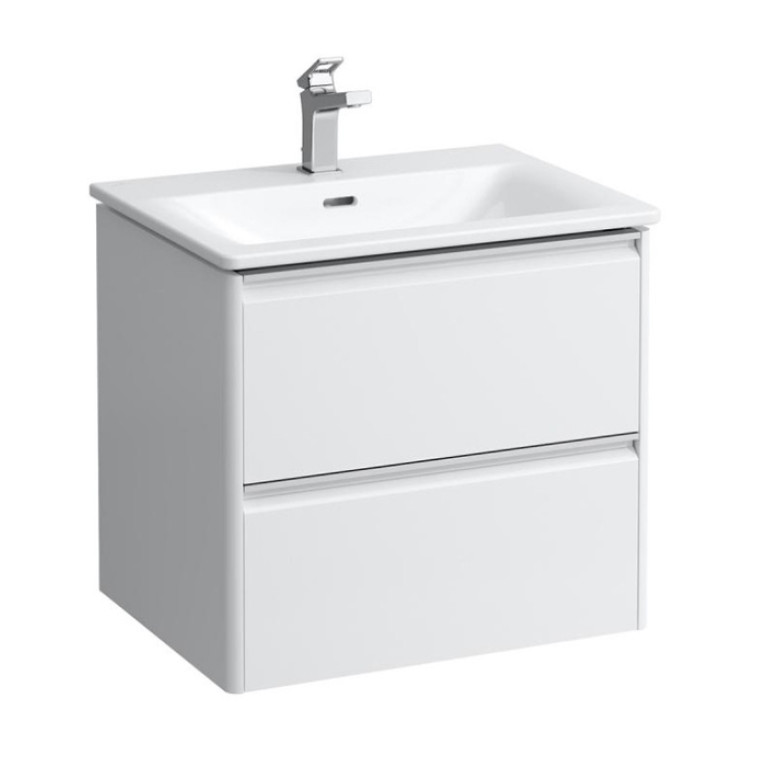 LAUFEN PALACE Комплект мебели 600х450х545 мм., с раковиной Slim, 2 ящика, органайзер для ящика, ручка анодир. алюмин, цвет белый матовый (ПО ЗАПРОСУ!)
