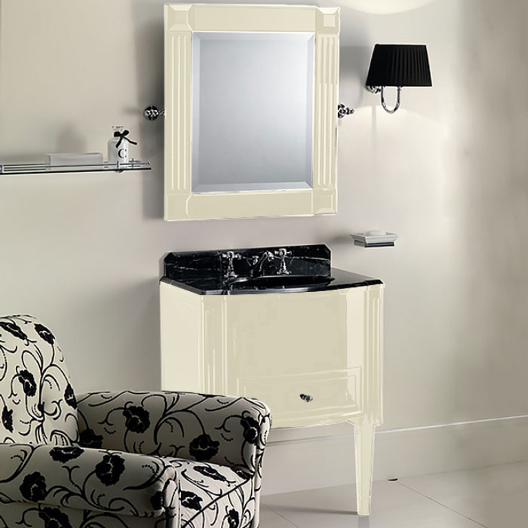 Devon Domino Тумба 68х48х93 см, цвет Pure White с ручкой хром; с мрамором Nero Marquina с 3-мя отв-ми под смесит; с раковиной WHITE 46, цвет белый