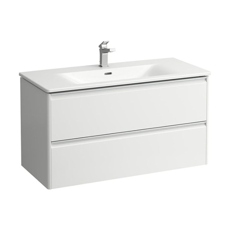 LAUFEN PALACE Комплект мебели 1000х450х545 мм., с раковиной Slim, 2 ящика, органайзер для ящика, ручка анодированный алюминий, цвет белый матовый