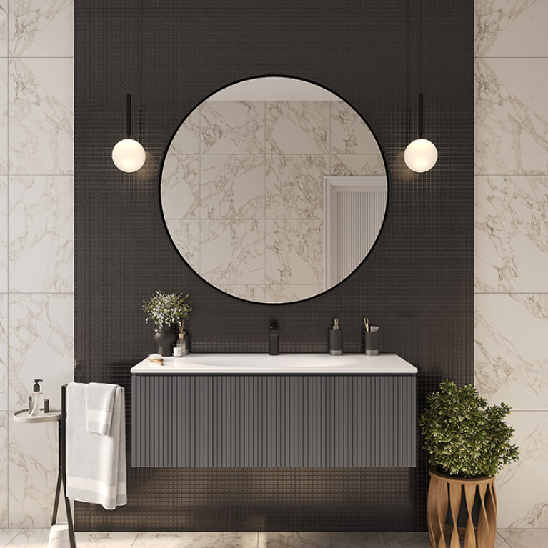 TW Shape комплект мебели, база с раковиной Kerasan 548001*1, 122х52см, с 1-м выдвиж. ящиком с механизмом push to open, цвет: серый матовый RAL7016
