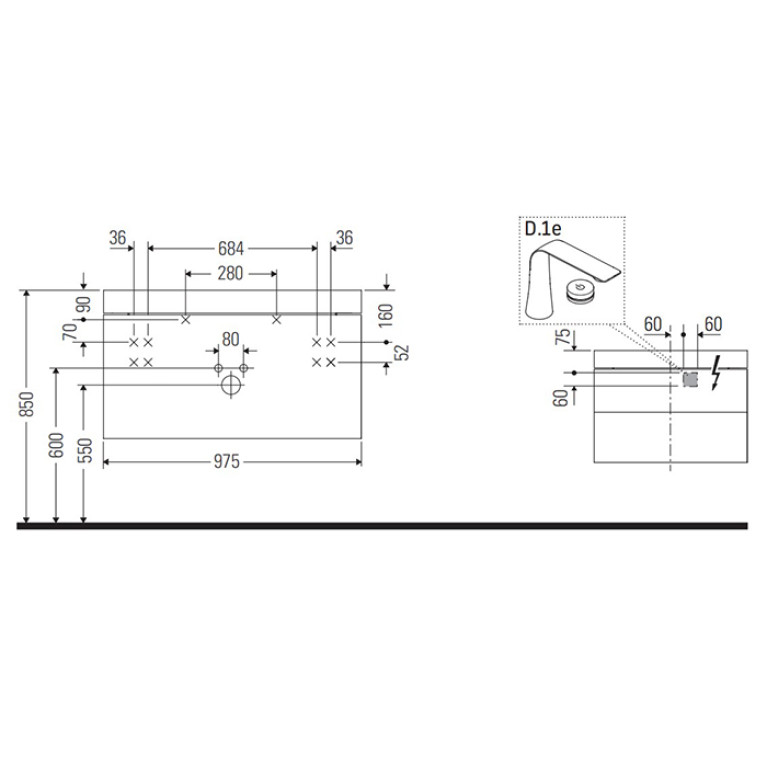 Duravit Happy D.2 Plus Тумба подвесная с умывальником 975х490х468 мм, с 1 отв под смесит, 2 ящика, выпуск и сифон в комплекте, цвет белый глянцевый