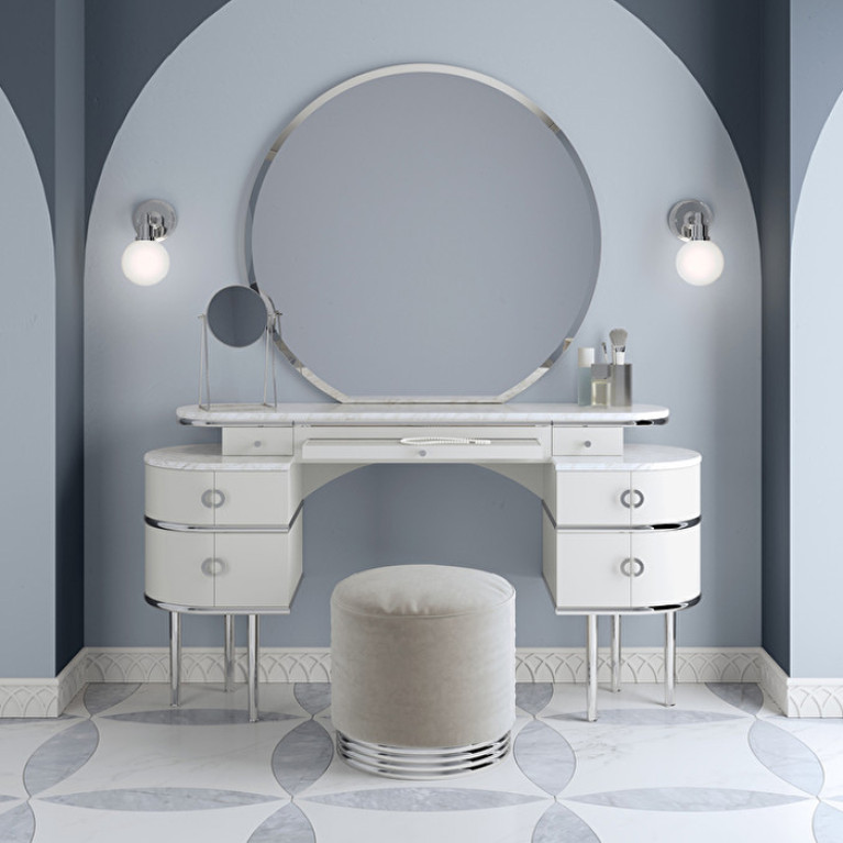 Devon Zelda Тумба напольная 155х45х183 см,столешн bianco, цвет мебели  Bianco Matt, ножки хром