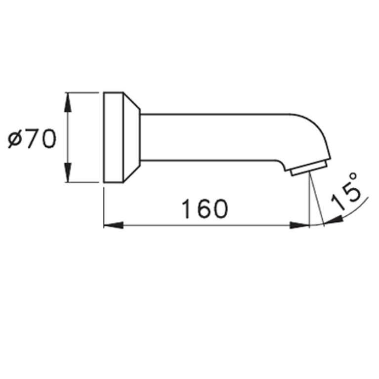 Stella Box Настенный излив для ванны 0/250, длина 160мм, цвет: хром
