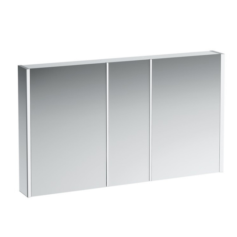 LAUFEN Frame 25 Шкаф зеркальный 1300x150x750 мм, 3 дверки с зеркалом с 2 сторон, 2 розетки, 4 эл  LED подсв.,регулир яркость, без освещения внизу