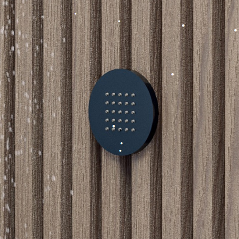 Bossini  Боковая лейка душа из латуни  TONDO-FLAT-WALL &Oslash; 100 mm - самоочищающийся дождевой спрей - 1/2 M, цвет черный матовый
