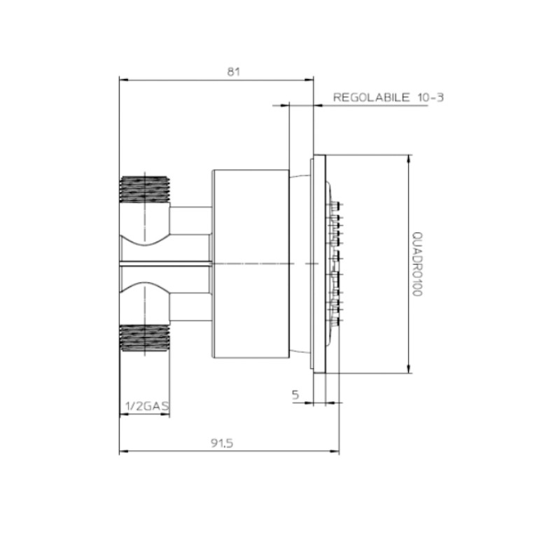 Bossini CUBIC-REG Форсунка настенная поворотная, самоочищающаяся,100х100 мм, хром