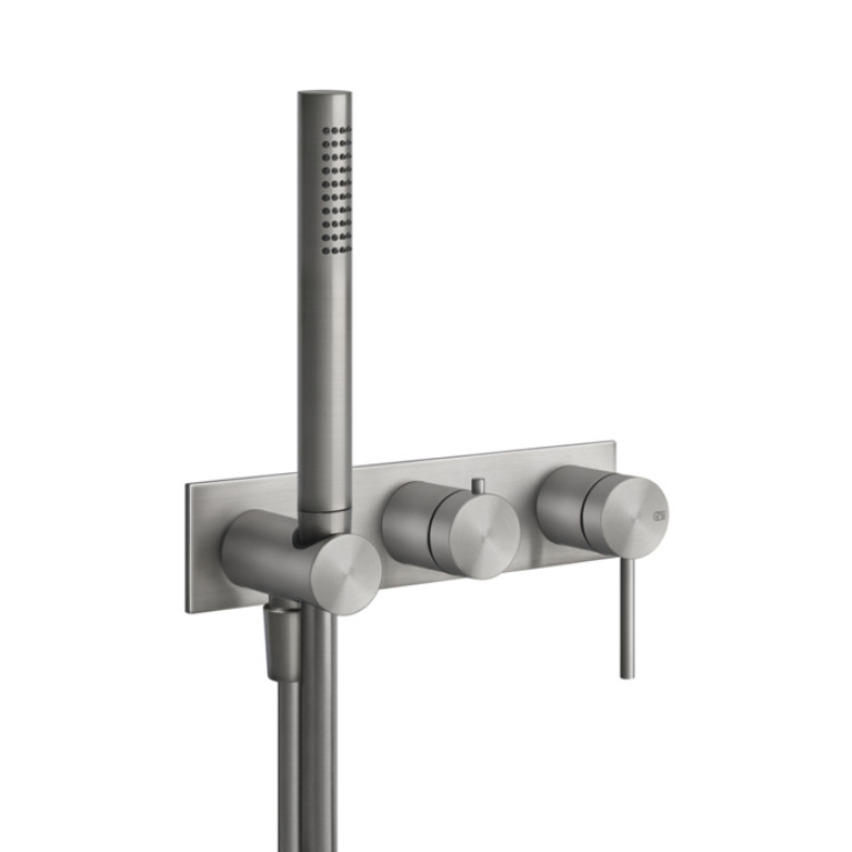GESSI 316 Встраиваемый смеситель для ванны, автомат переключатель ванна-душ, держатель неподвижный (внешняя часть), цвет: steel brushed