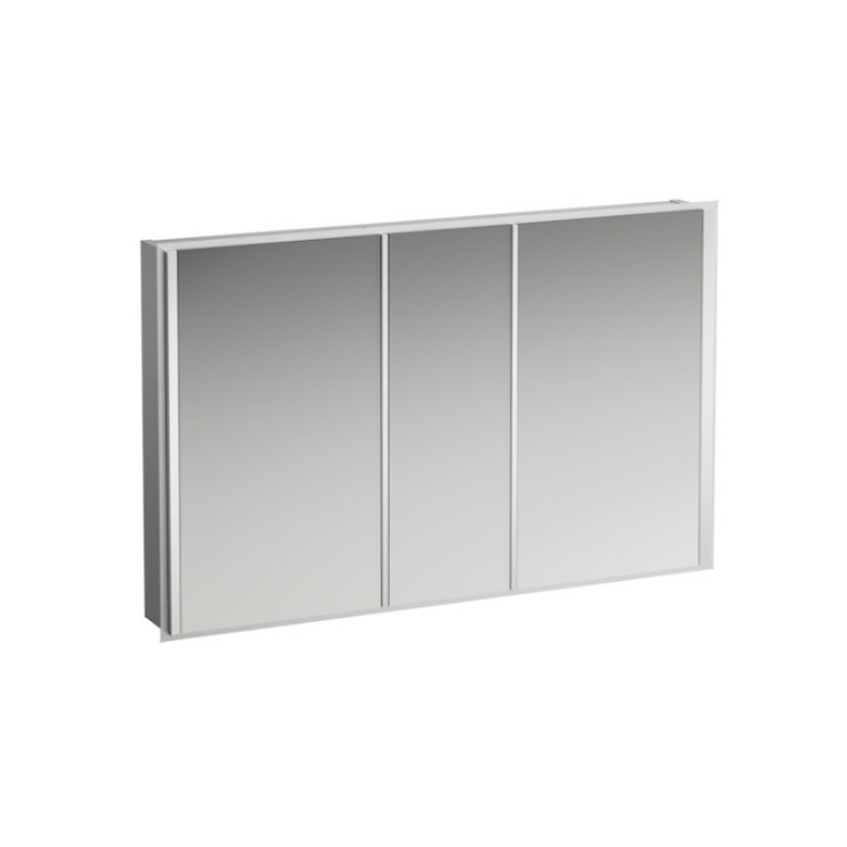 LAUFEN Frame 25 Шкаф зеркал 1200x150x750мм, 3 дверки/зеркало с 2 сторон, 2 розетки, 4 эл  LED подсв.,регул яркость, без освещения внизу