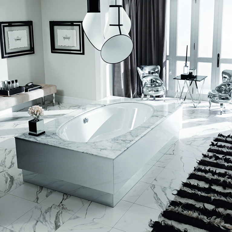 VITAGE milldue edition Four Seasons Основание для отдельностоящей ванны 2150х1300х580 мм., цоколь полированная сталь, цвет глянцевый Bianco