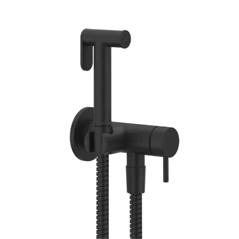 Gessi Cono GESSI TOTAL LOOK Гигиенический душ с наст. держ. со смесителем,с подводом воды и шлангом 1250 мм., цвет: Matte Black