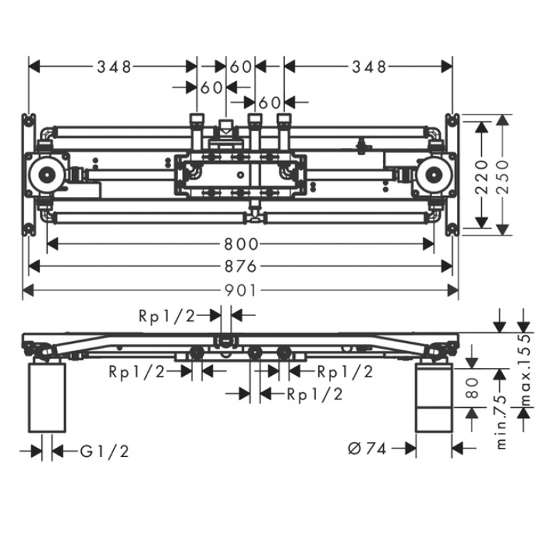 AX ShowerHeaven Скрытая часть для ShowerHeaven 1200 /300, 4jet