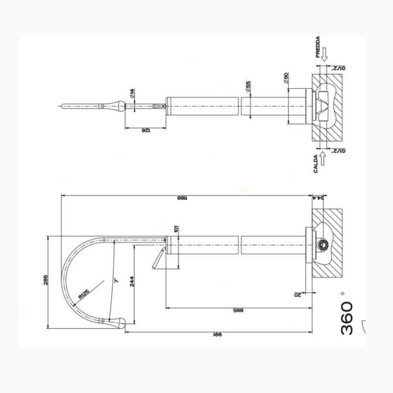 Gessi Goccia Смеситель для раковины напольный (внешняя часть), цвет: хром