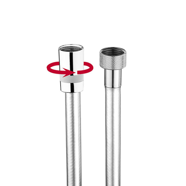 BOSSINI Шланг CROMOLUX из армированного нейлона c поворотным наконечником - см 125 x 1/2 F x 1/2 F - хром