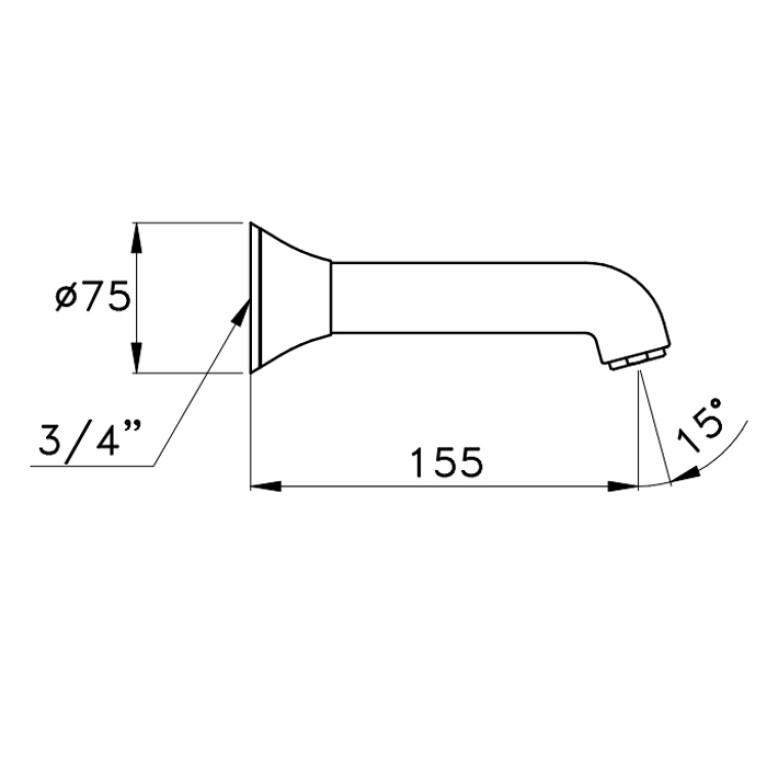 Stella 130 Настенный излив для ванны 0/250, цвет: хром