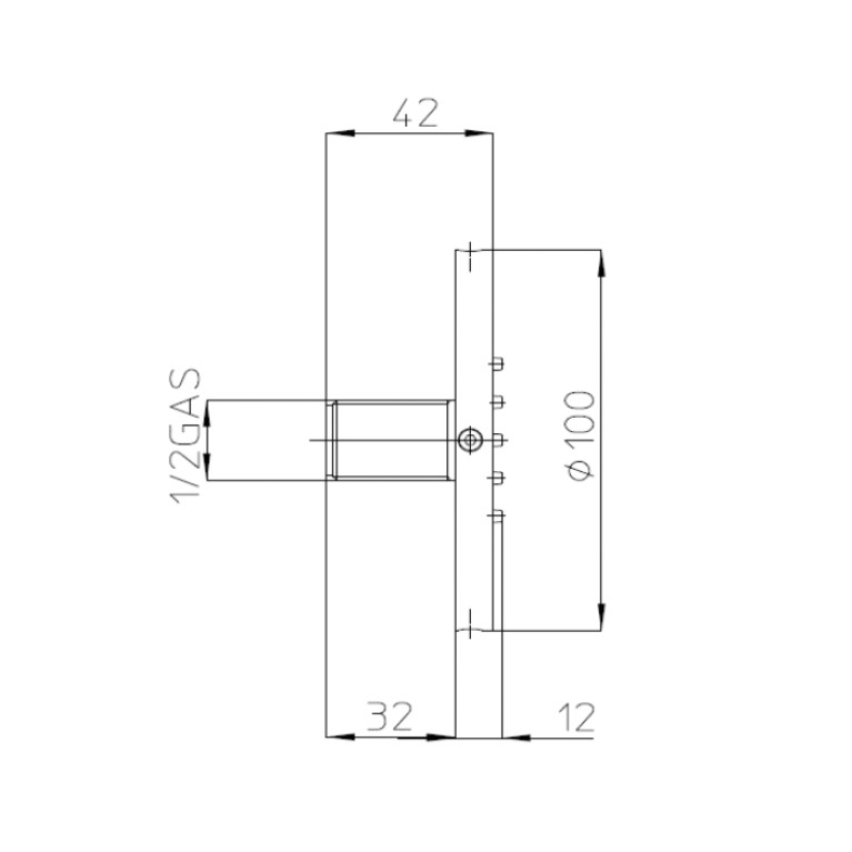 Bossini  Боковая лейка душа из латуни  TONDO-FLAT-WALL &Oslash; 100 mm - самоочищающийся дождевой спрей - 1/2 M, цвет черный матовый