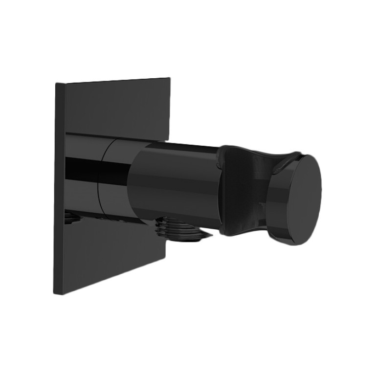 Almar ROUND Душевое подключение с держателем круглое, квадр. отражатель, Absolute Black Brushed PVD