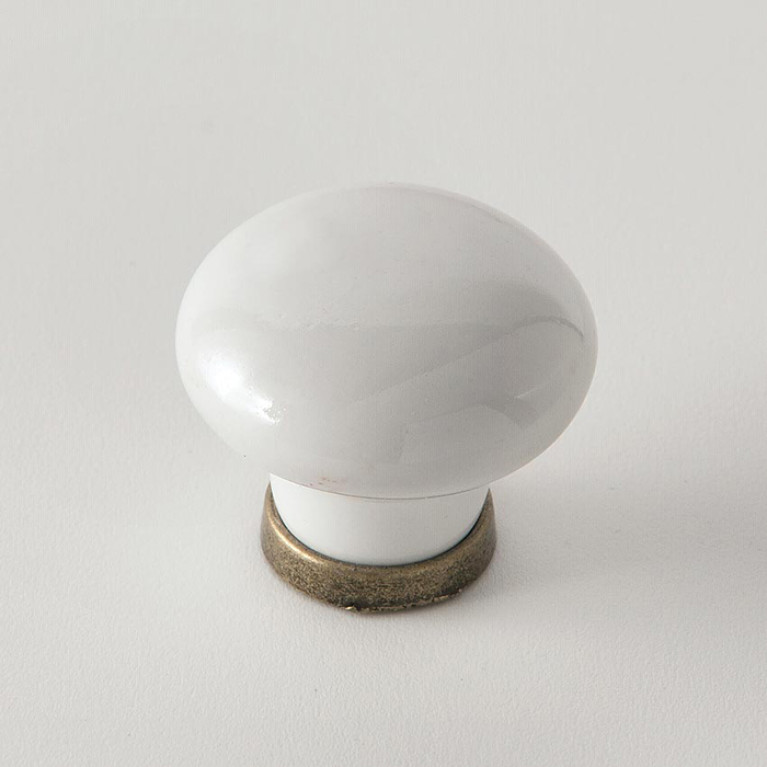 EBAN CERAMICA Bianco, ручка-кнопка для мебели, без рисунка, цвет: белый-керамика