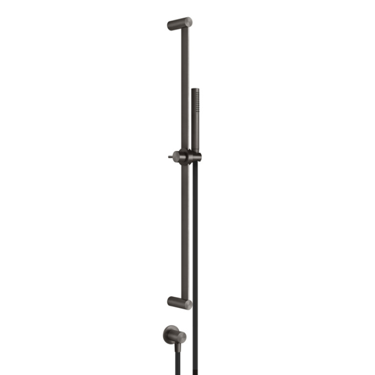 GESSI 316 Штанга в комплекте с душевой лейкой с легкой очисткой, шланг 1,50 м, вывод воды из стены, цвет: brushed black metal pvd