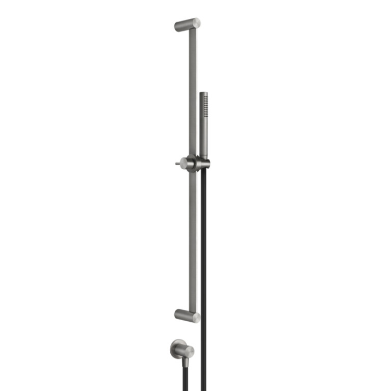 GESSI 316 Штанга в комплекте с душевой лейкой с легкой очисткой, шланг 1,50 м, вывод воды из стены, цвет: steel brushed