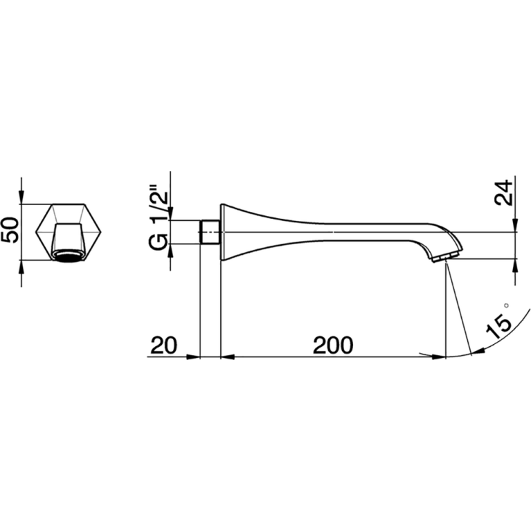 CISAL Cherie Излив настенный 200 мм для ванны, цвет хром (акция на товар из наличия)