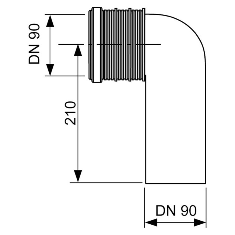 TECE Отвод для унитаза TECEprofil 90&deg; &ndash; DN 90/90