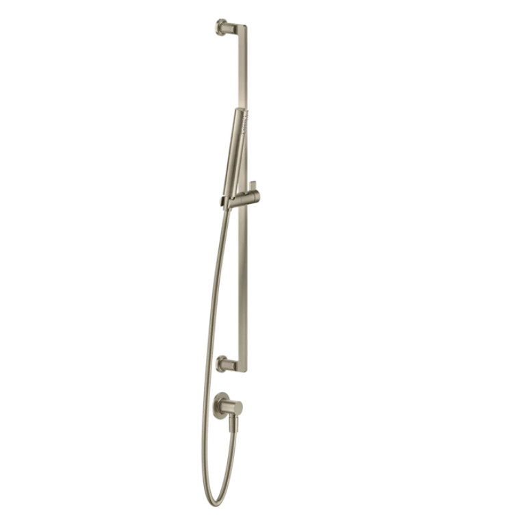 GESSI INCISO Штанга в комплекте с душевой лейкой, шланг 1,50 м, вывод воды из стены, цвет: Finox Brushed Nickel