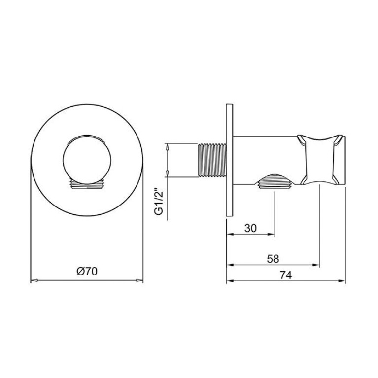 Almar ROUND Душевое подключение с держателем круглое, кругл. отражатель, Black Absolute Brushed PVD