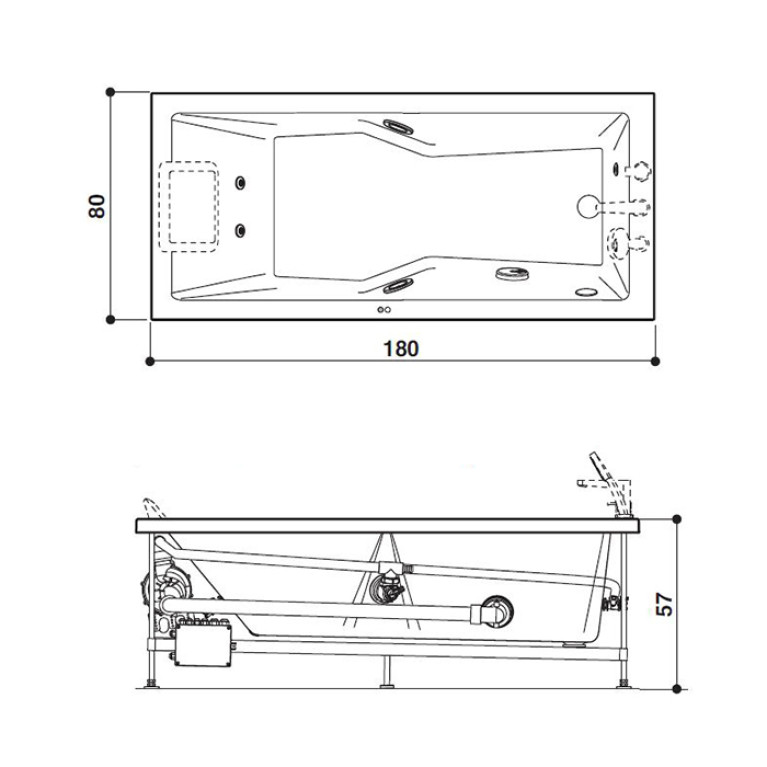 Jacuzzi Energy/Myway 180x80 Фронтальная панель, 180см, цвет: белый полированный (акрил)