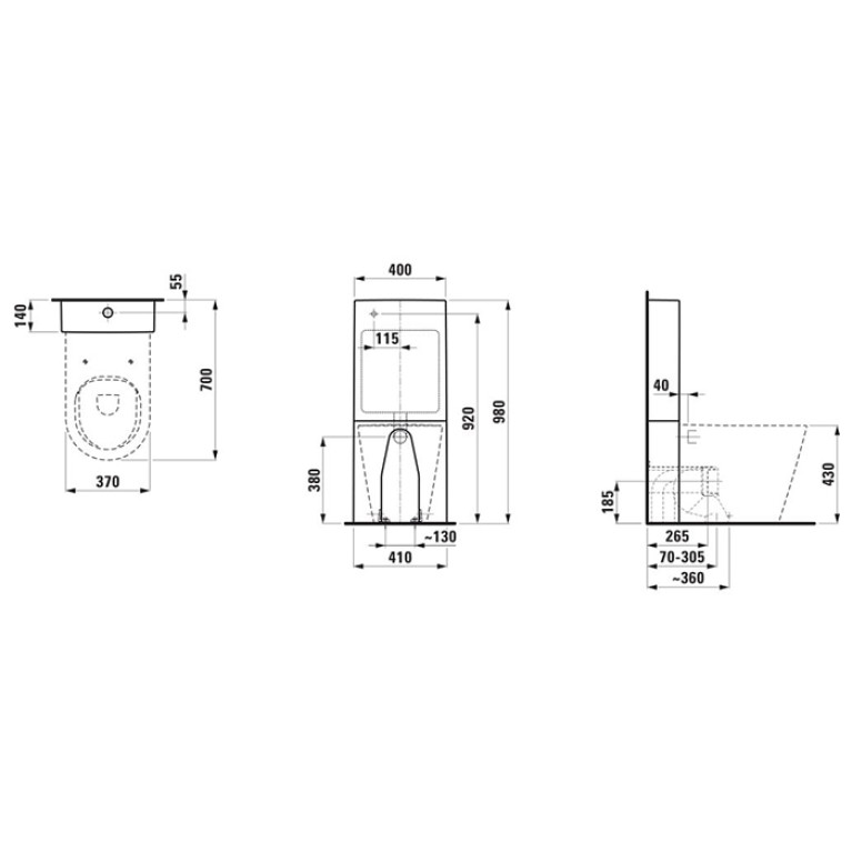 Laufen Universal Kartell бачок напольный, задний (левый сверху) подвод воды, двойной смыв, цвет белый матовый