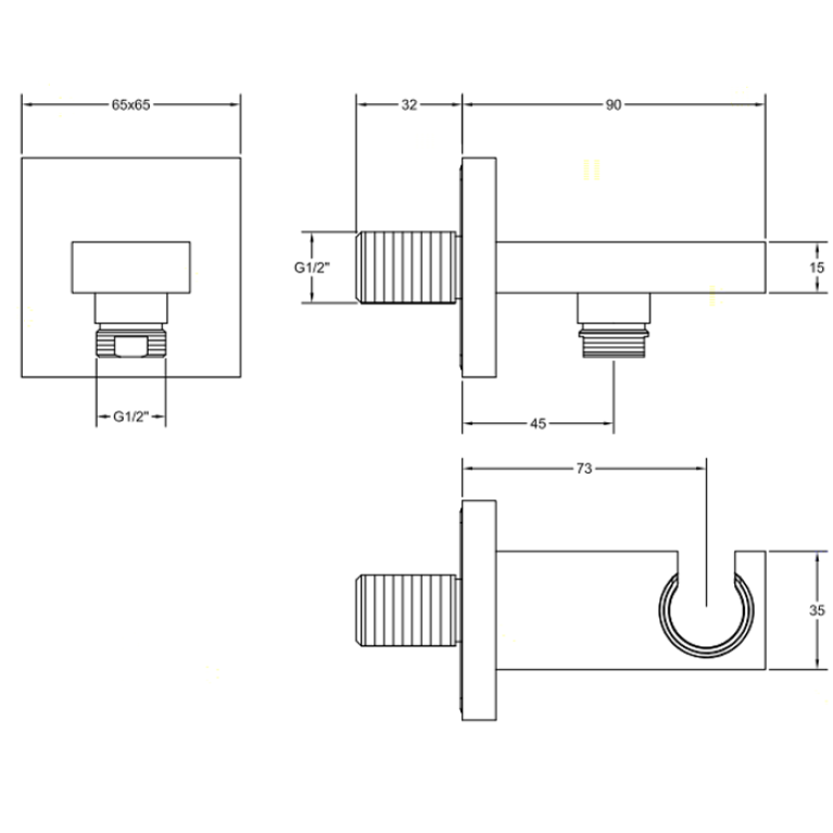 Gessi Rettangolo Вывод воды с держателем для душевой лейки, цвет: хром