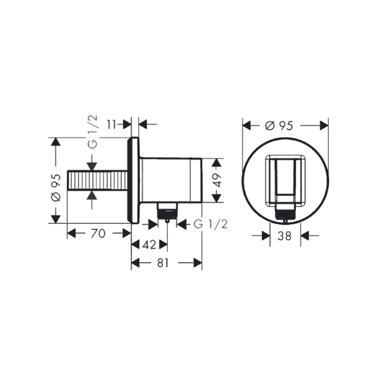 HANSGROHE FIXFIT S Шланговое подсоединение с держателем ручного душа, цвет хром