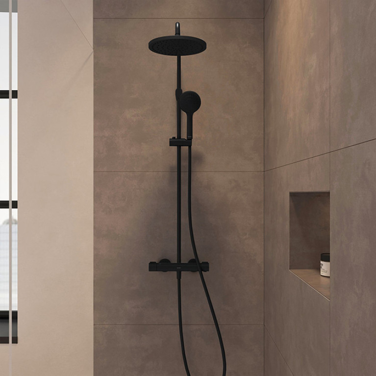 Duravit Shower Systems Душевая система в комплекте с термостатическим смесителем (чёрный матовый)