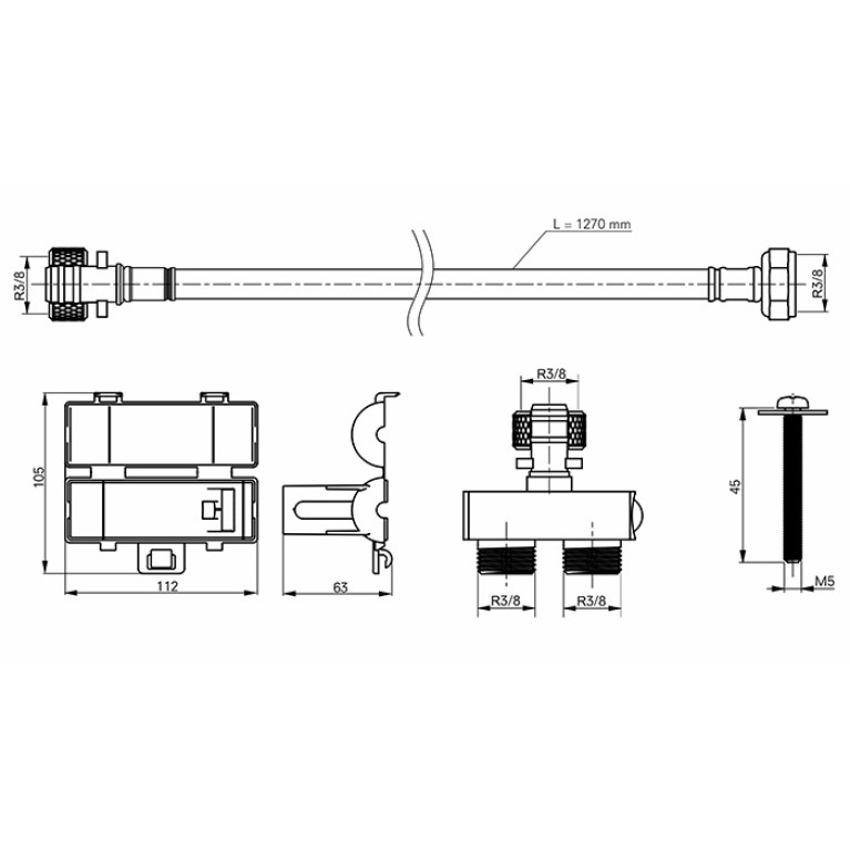 Toto Комплект для подключения WASHLET RG/RG LITE (TCF3427/TCF3412) к унитазу-моноблоку RP (CW561)