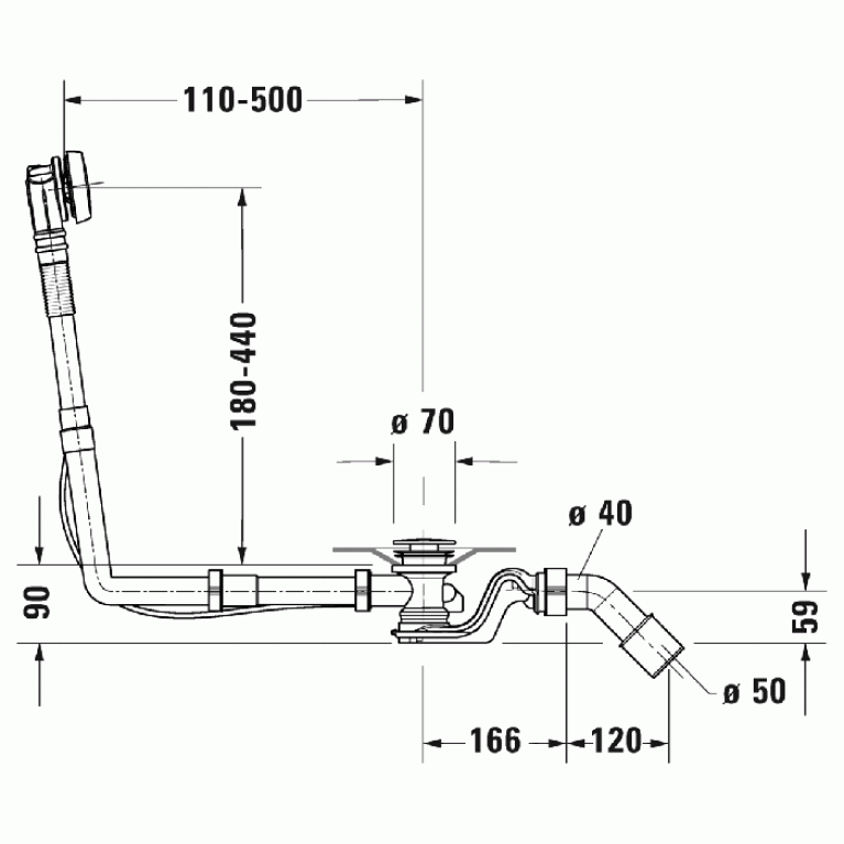 Duravit Комплект слив-перелива для ванны, цвет хром