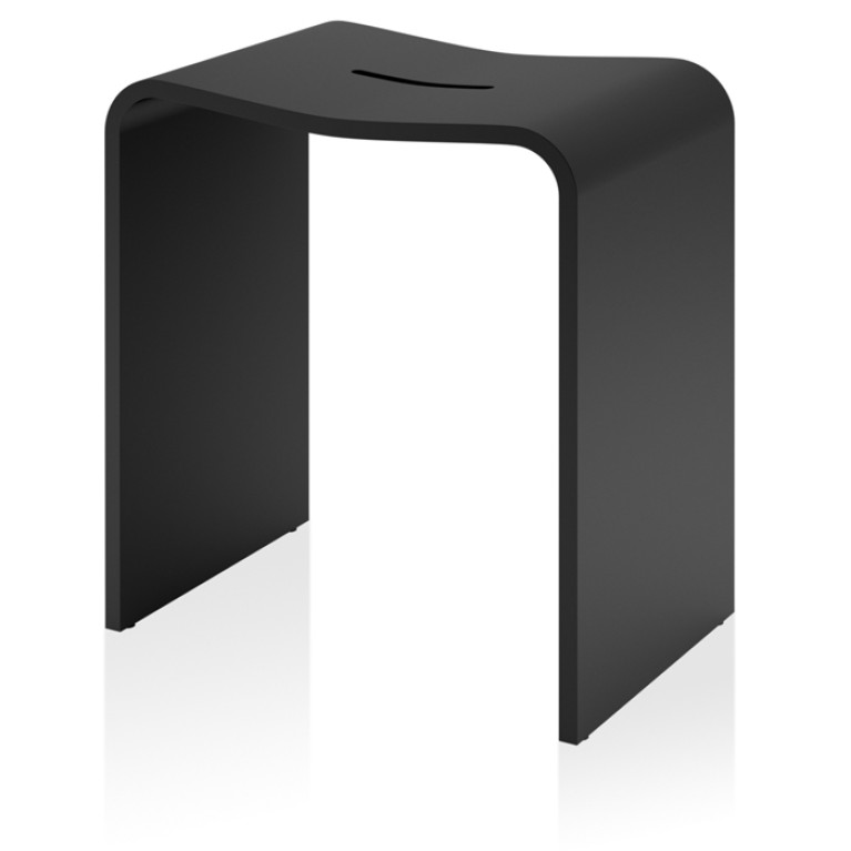 Decor Walther Black Stone Stool Душевая табуретка 46x40x28см, цвет: матовый черный