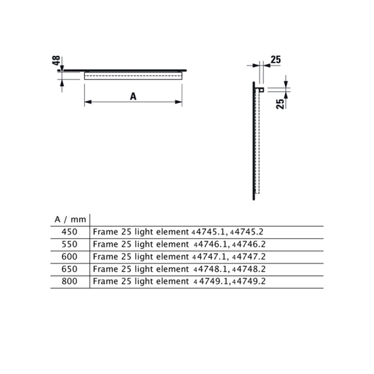 LAUFEN Frame 25 Светильник LED горизонтальный 650 мм, хром матовый (СПЕЦцена по акции!)