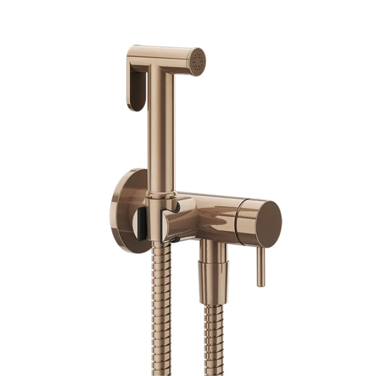 Gessi Cono GESSI TOTAL LOOK Гигиенический душ с наст. держ. со смесителем,с подводом воды и шлангом 1250 мм., цвет: Copper PVD
